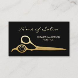 Elegant Black and Guld Salon Hairstylist Sissors Visitkort