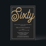 Elegant Black and Guld Script 60:e födelsedagen Inbjudningar<br><div class="desc">Elegant Black och Guld Script 60:e födelsedagsinbjudan Dina gäster vet att det här blir ett speciellt party genom att bara tittar på inbjudan!</div>