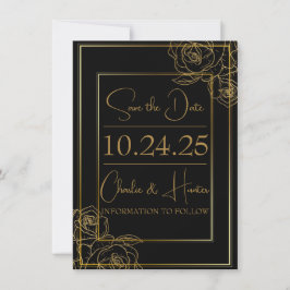 Elegant Black and Guld Spara datumkortet Datumet