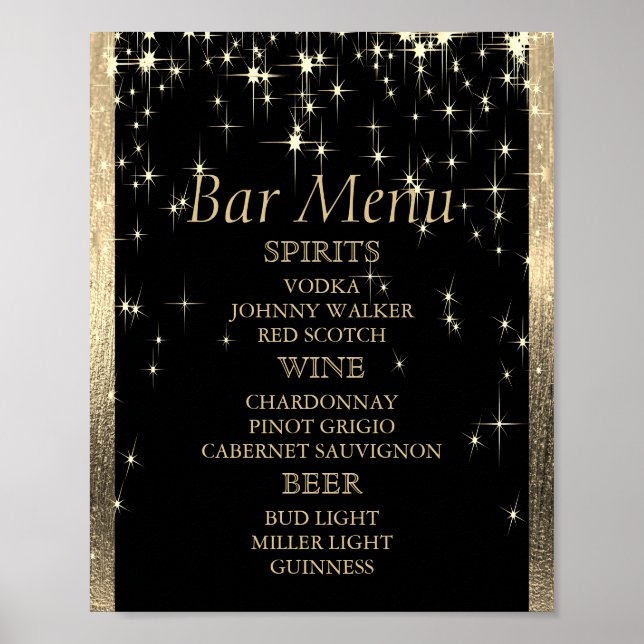 Elegant Black and Guld Starlight - Pub Menu Poster (Framsidan)