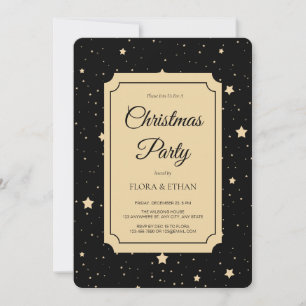 Elegant Black and Guld Starry Nattjul Inbjudningar