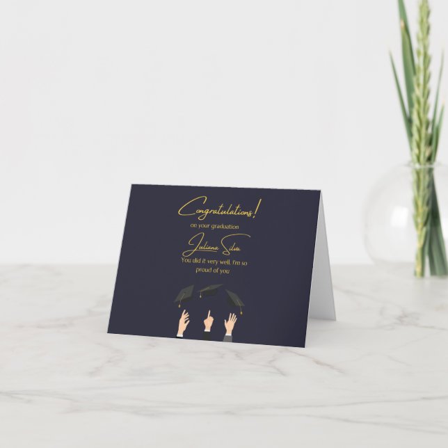 Elegant Black and Guld Studenten Card Kort (Framsida)