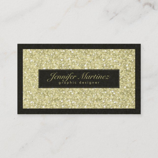 Elegant Black and Guld Tones Glitter & Sparkles Visitkort (Framsida)