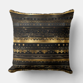 Elegant Black and Guld Vågrät Stripe Kudde