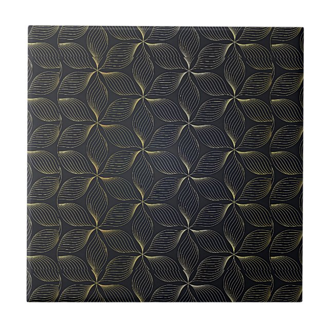 Elegant Black and Guld Wall Tile Ides Kakelplatta (Framsidan)