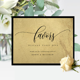 Elegant Black and Guld Wedding Favors Sign Poster