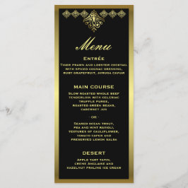 Elegant Black and Guld Wedding Reception Menu Meny