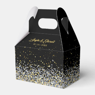 Elegant Black and Guld Wedor Favor Box Presentaskar