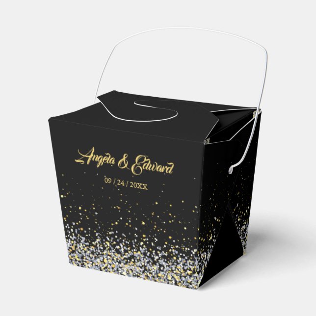 Elegant Black and Guld Wedor Favor Box Presentaskar (Framsidan Sidan)