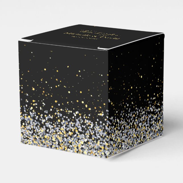 Elegant Black and Guld Wedor Favor Box Presentaskar (Framsidan Sidan)