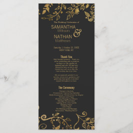 Elegant Black and Gult Guld Blommigt Program