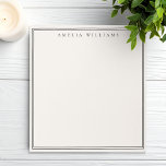Elegant Black and Ivory Minimalist Two Border Anteckningsblock<br><div class="desc">Create your own personalized notepads with black elegant chic typography monogram name and two border line design on ivory color.</div>