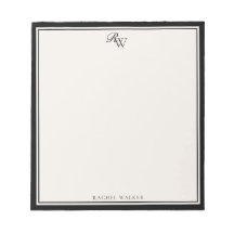 Elegant Black and Ivory Monogram Two Border