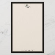 Elegant Black and Ivory Monogram Two Border