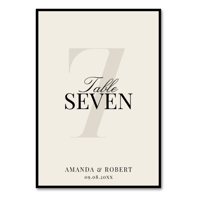 Elegant Black and Ivory Old Money Wedding Bordsnummer (Framsidan)