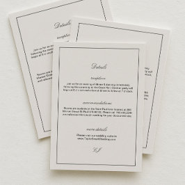 Elegant Black and Ivory Wedding Details Tilläggskort