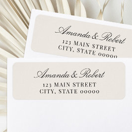 Elegant Black and Ivory Wedding Return Address Returadress Etikett