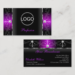 Elegant Black and Lila Squiggled Jewels add Logoty Visitkort