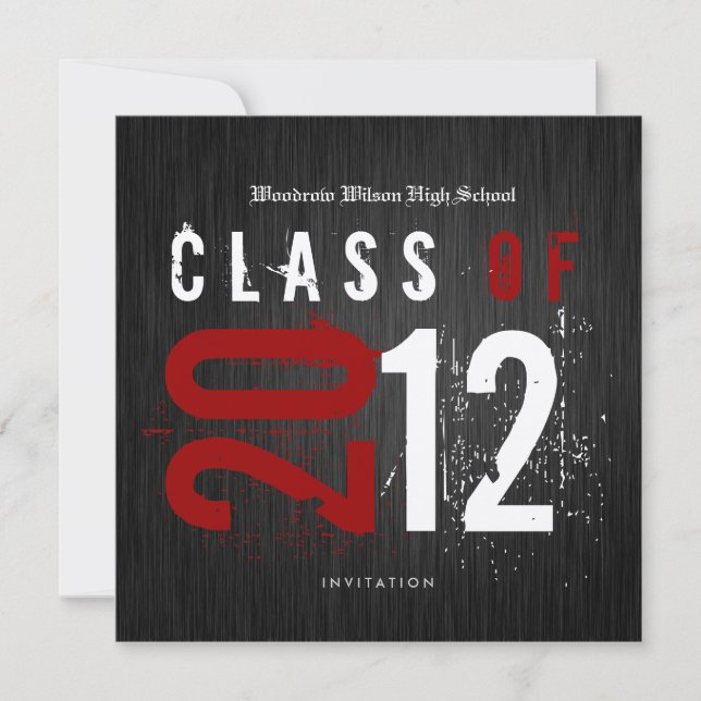 Elegant Black and Metallic Guld Class 2012 Inbjudningar (Framsida)