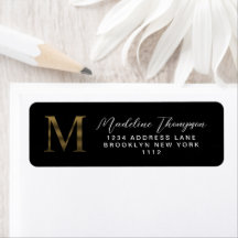 Elegant Black and Metallic Guld Monogram Adress