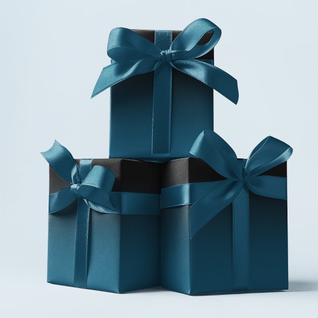 Elegant Black and Ocean Blue Teal Ombre Presentpapper (Black and Ocean Blue Teal Ombre Wrapping Paper)