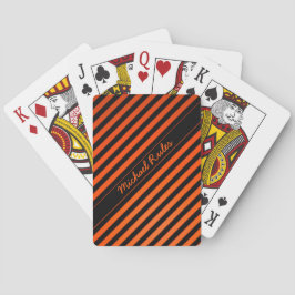 Elegant Black and Orange Diagonal Rand Namn Casinokort
