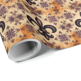 Elegant Black and Orange Fransk Mönster Presentpapper