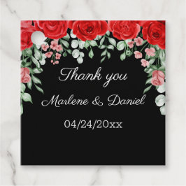 Elegant Black and Red Blommigt Bröllop Gåvor Etiketter