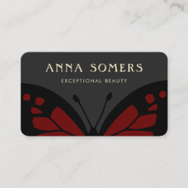 Elegant Black and Red Butterfly Visitkort