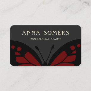 Elegant Black and Red Butterfly Visitkort