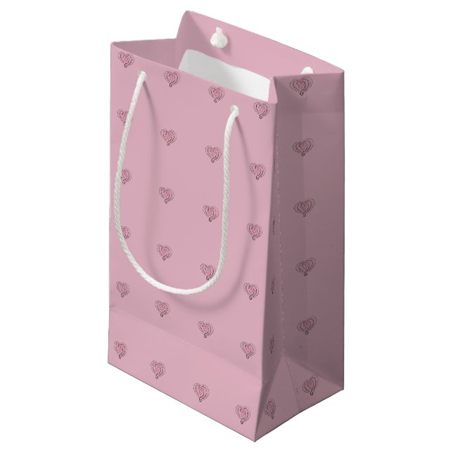 Elegant Black and Red Hearts Mönster Rosa Gift Bag (Framsidan Vinklad)