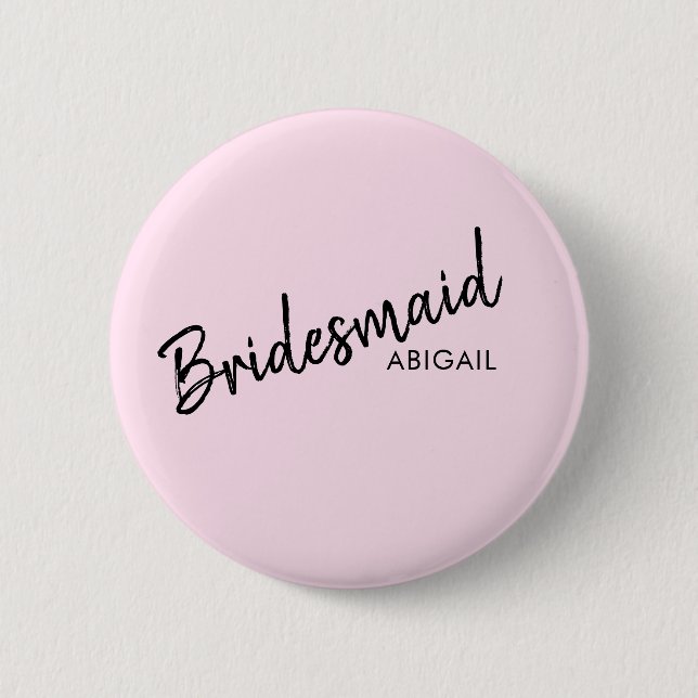 Elegant Black and Rosa Bridesmaid-knapp Knapp (Framsida)