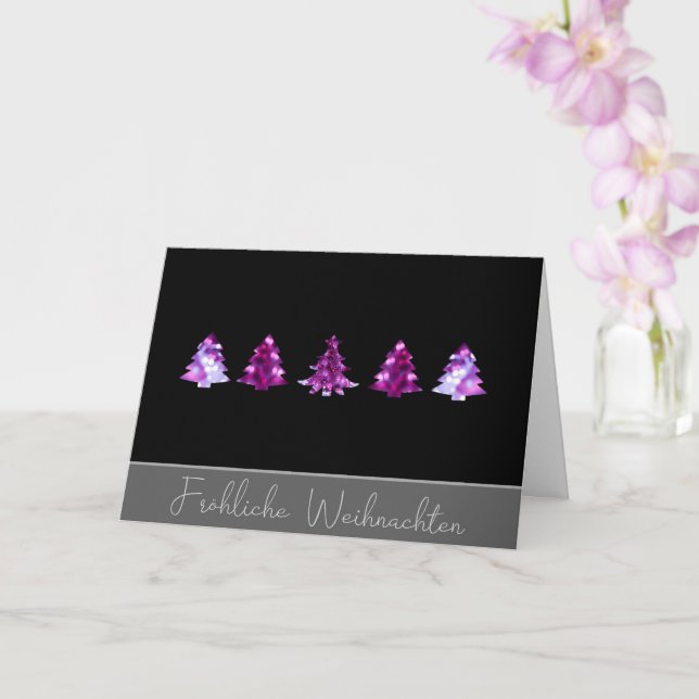 Elegant Black and rosa God jul träd Card Kort (Orkide)