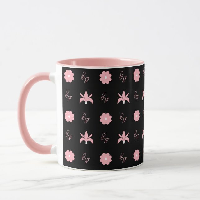 Elegant Black and Rosa Mönster Design Mugg (Vänster)