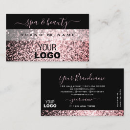 Elegant Black and Rosa Sparkling Glitter med Logot Visitkort