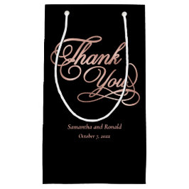 Elegant Black and Rose Gold Calligraphy Thank You