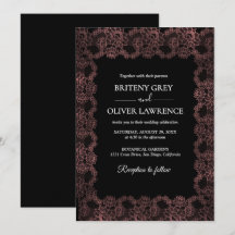 Elegant Black and Rose Gold Floral Lace Wedding