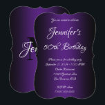 Elegant Black and Royal Lila Ombre 50:e födelsedag Inbjudningar<br><div class="desc">Inbjudan till hennes 50-årsdag. Svart och royal lila ombre-födelsedagsinbjudan. Anpassadets bakgrund färg bakom övertoningsbilden. Anpassade födelsedagsfest inbjudan. Inbjudningar till Glam och chic. Anpassa det moderna och eleganten calligraphy-teckensnittet stilar.</div>
