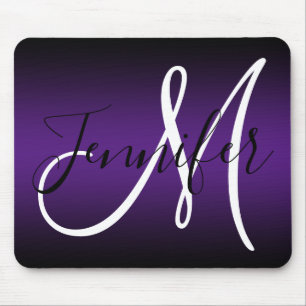 Elegant Black and Royal Lila Ombre Monogram Musmatta
