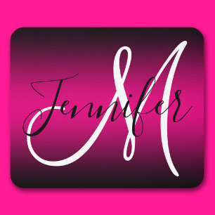 Elegant Black and Shock rosa Ombre Monogram Musmatta