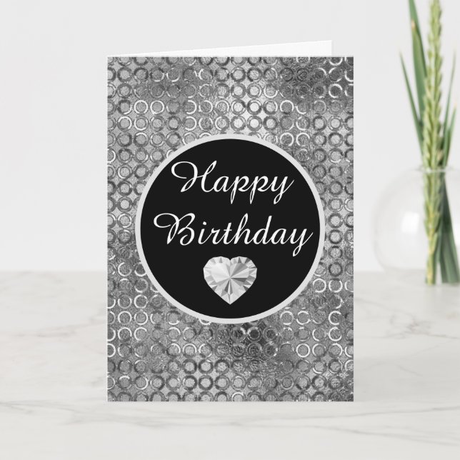 Elegant Black and Silver Circles Foil Birthday Kort (Framsida)