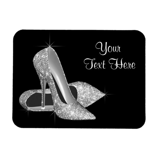 Elegant Black and Silver High Heel Shoe Magnets Magnet (Horisontell)