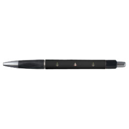 Elegant Black and Silver Pen med Guld accenter