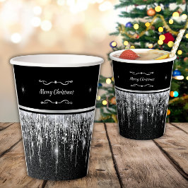 Elegant Black and Silver Sparkle Merry Christmas