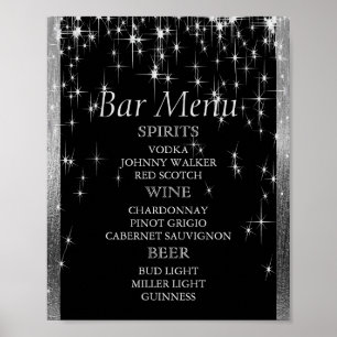 Elegant Black and Silver Starlight - Pub Menu Poster