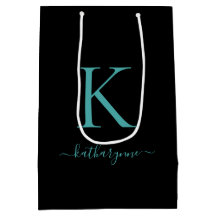 Elegant Black and Teal Monogram Namn