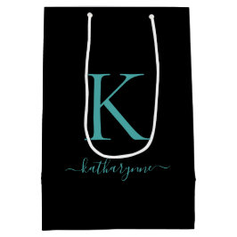 Elegant Black and Teal Monogram Namn