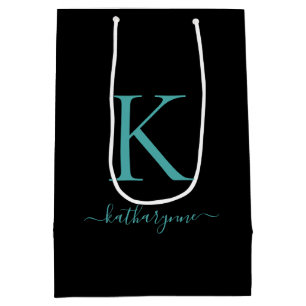 Elegant Black and Teal Monogram Namn