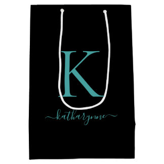 Elegant Black and Teal Monogram Namn