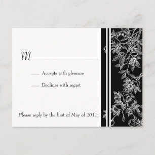 Elegant Black and Vit ros OSA vykort